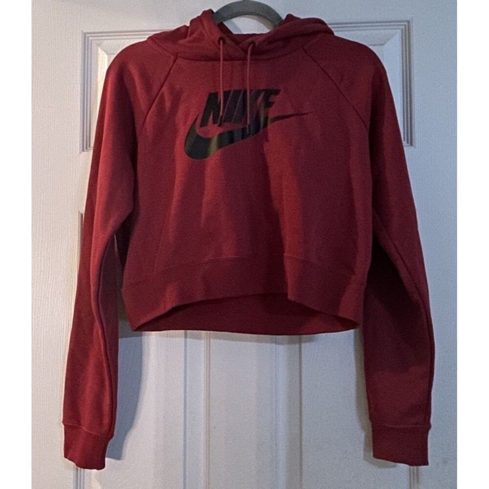 Nike Sportswear Club Fleece Red Women's Oversized Cropped Hoodie, Size S NEW